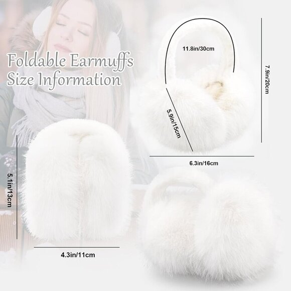Women Girls Faux Fur Earmuffs Warm Winter Foldable Cozy Fashion Accessory main image 4